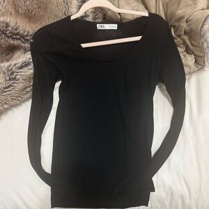 Zara Women's Classic Knit Black Long Sleeve Top